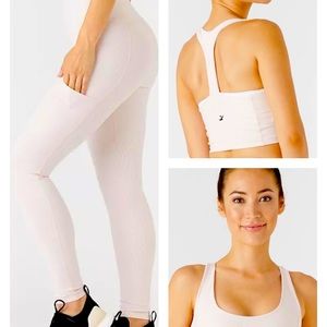 Glyder Rosewater Stripe Leggings & Sports Bra set - L